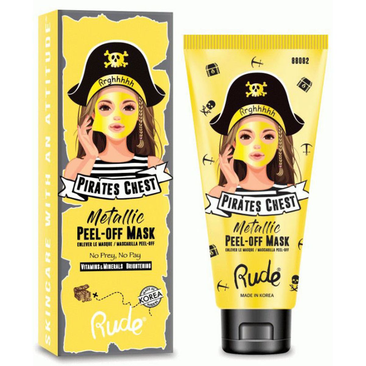 Rude pirates chest metallic peel-off mask no prey no pay 60ml