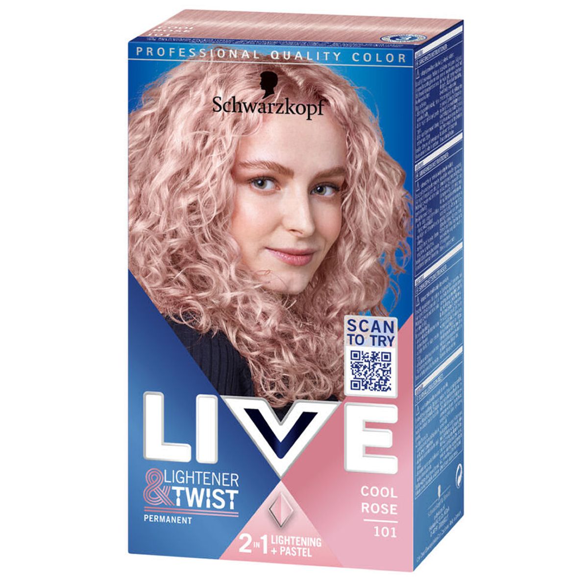 Schwarzkopf professional quality color live lightener & twist permanent 101 cool rose