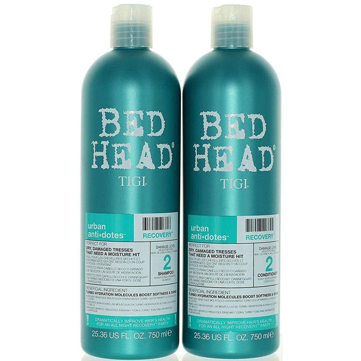 Tigi bed head urban anti-dotes recovery 2 shampoo + conditioner 2 x 750ml