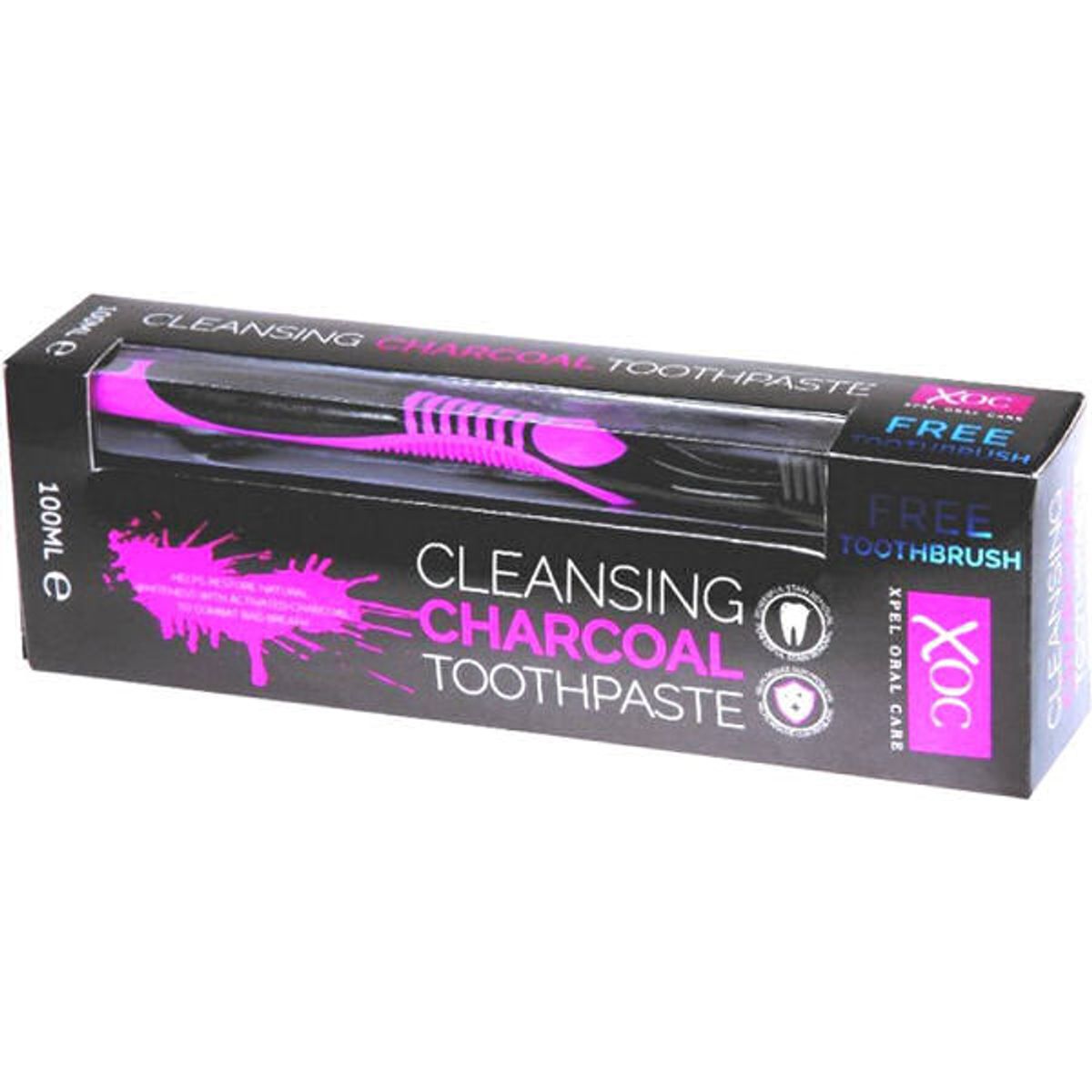 XOC cleansing charcoal toothpaste 100ml with free toothbrush