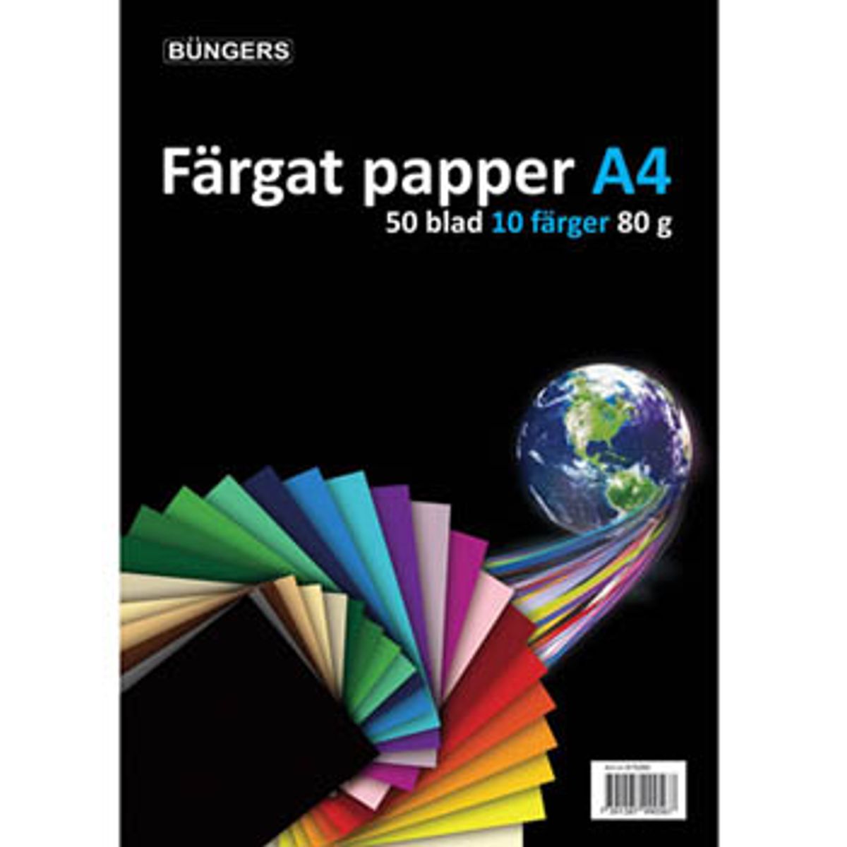 Farvet papir A4 80 gr. ass. farver (50)