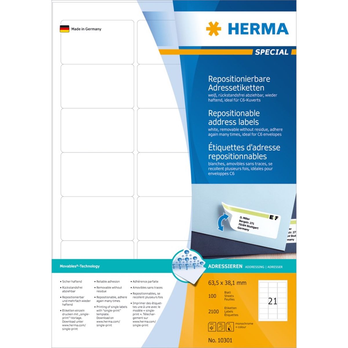 Herma etiket aftagelig 63,5x38,1 (2100)