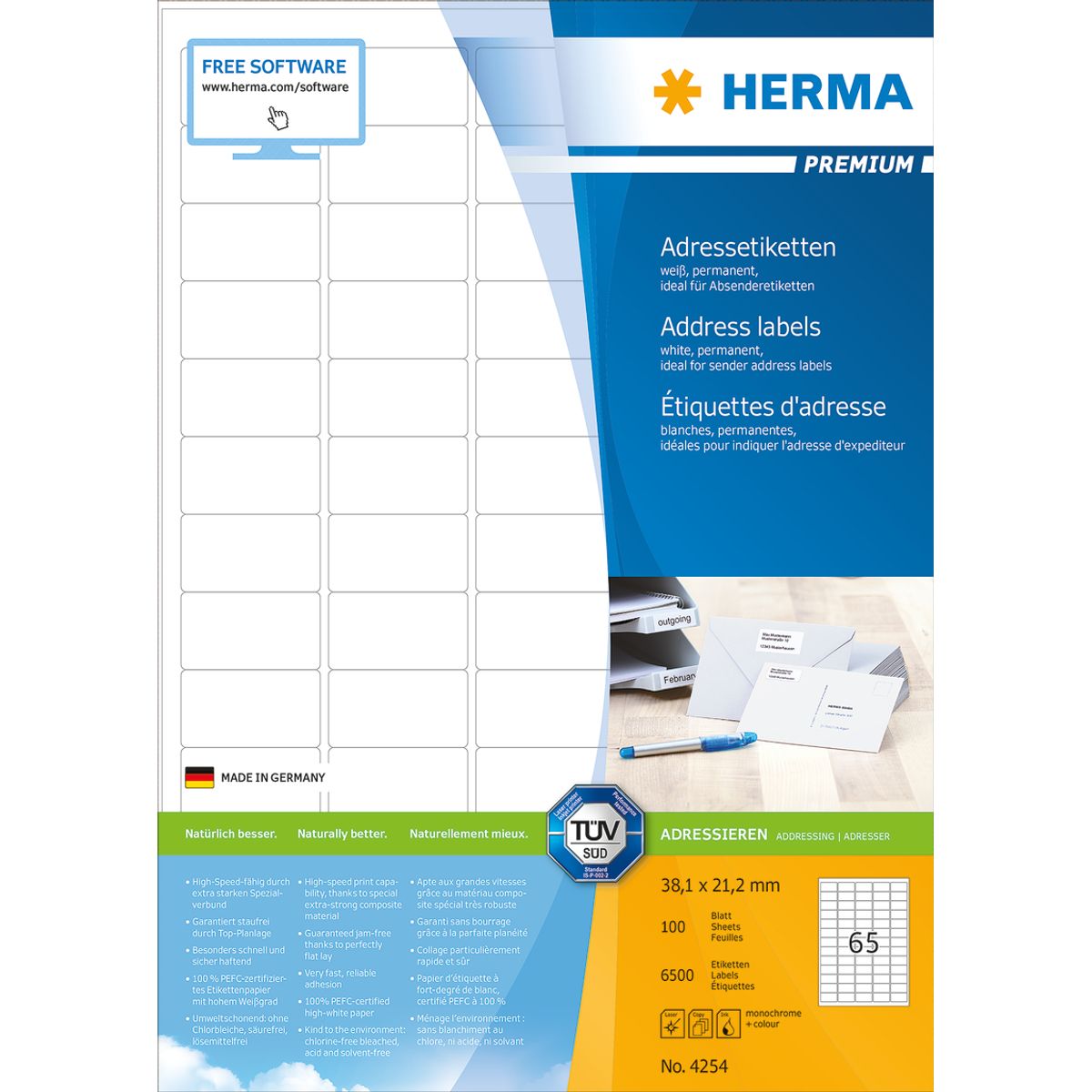 Herma etiket Premium 38,1x21,2 (6500)