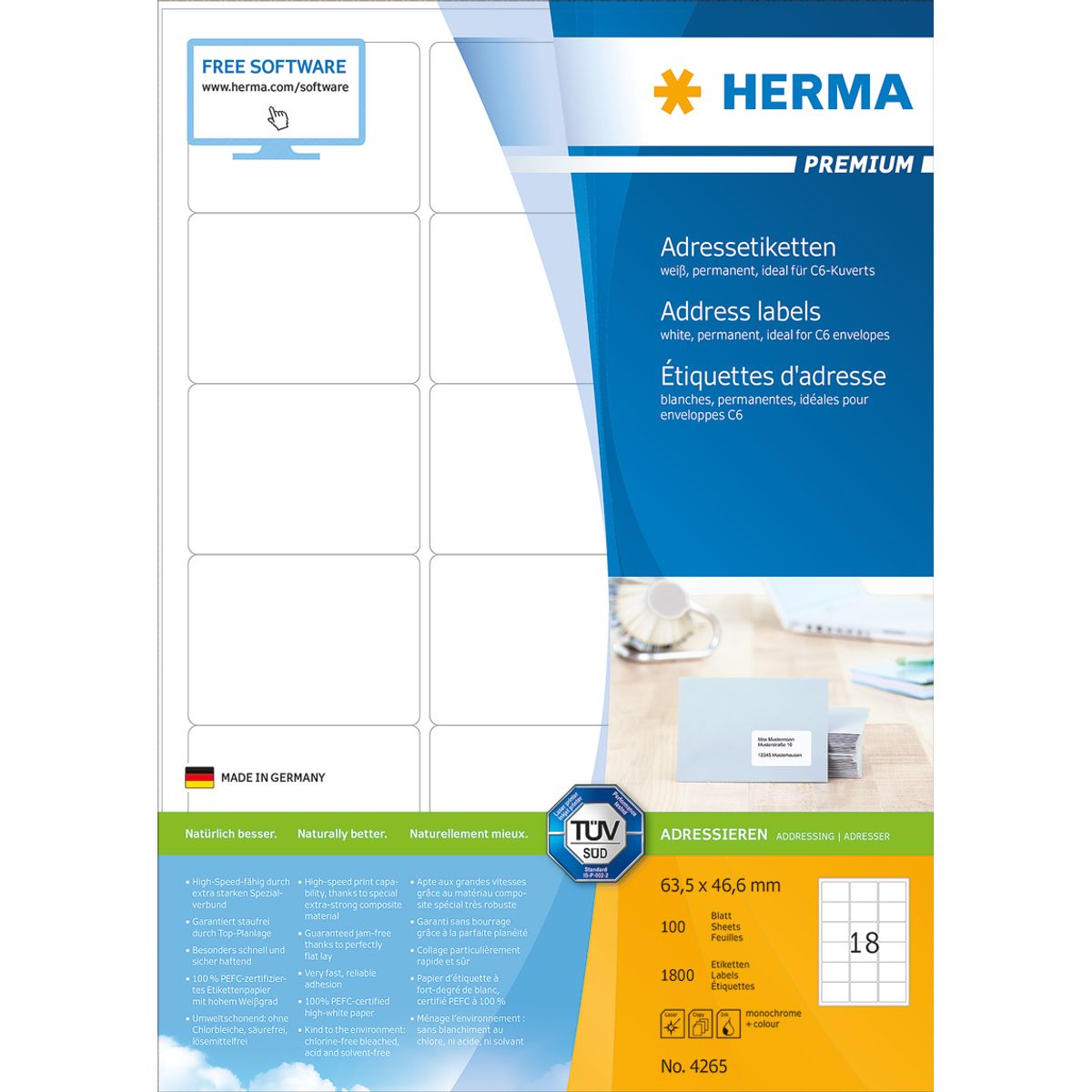 Herma etiket Premium 63,5x46,6 (1800)