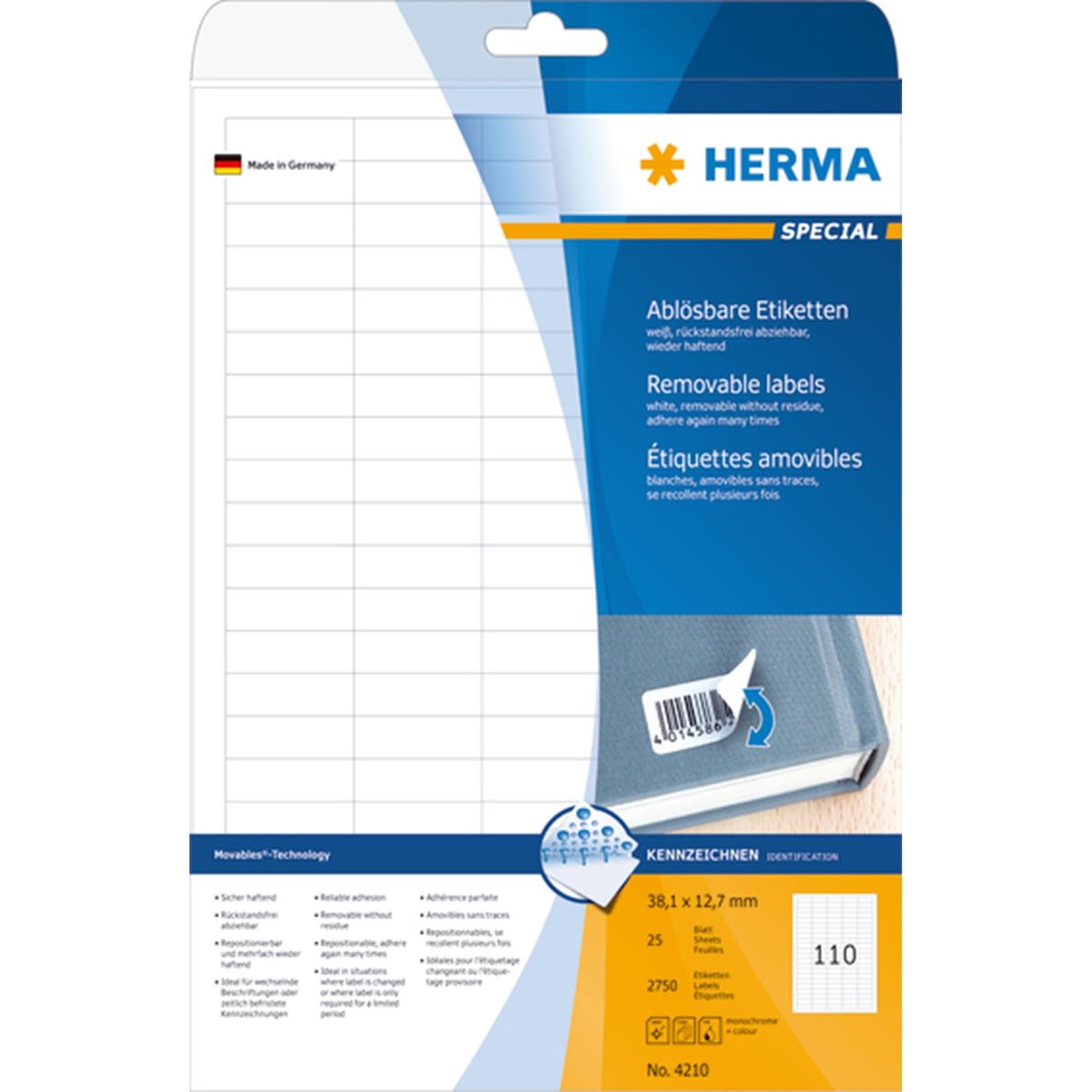 Herma etiket aftagelig 38,1x12,7 (2750)