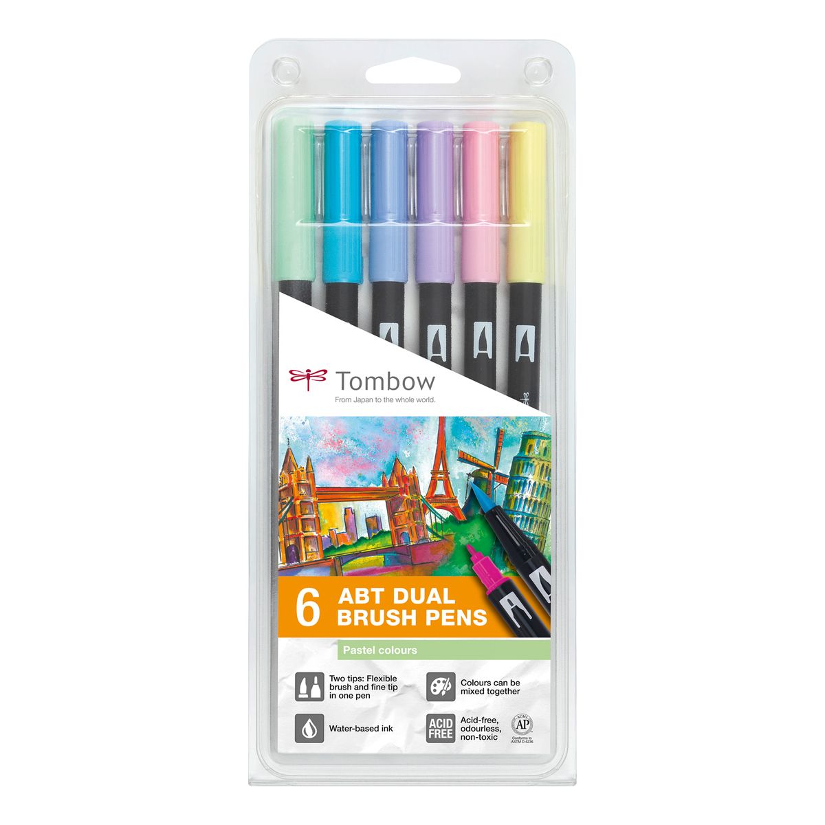 Marker Tombow ABT Dual Brush 6P-2 Pastelfarver