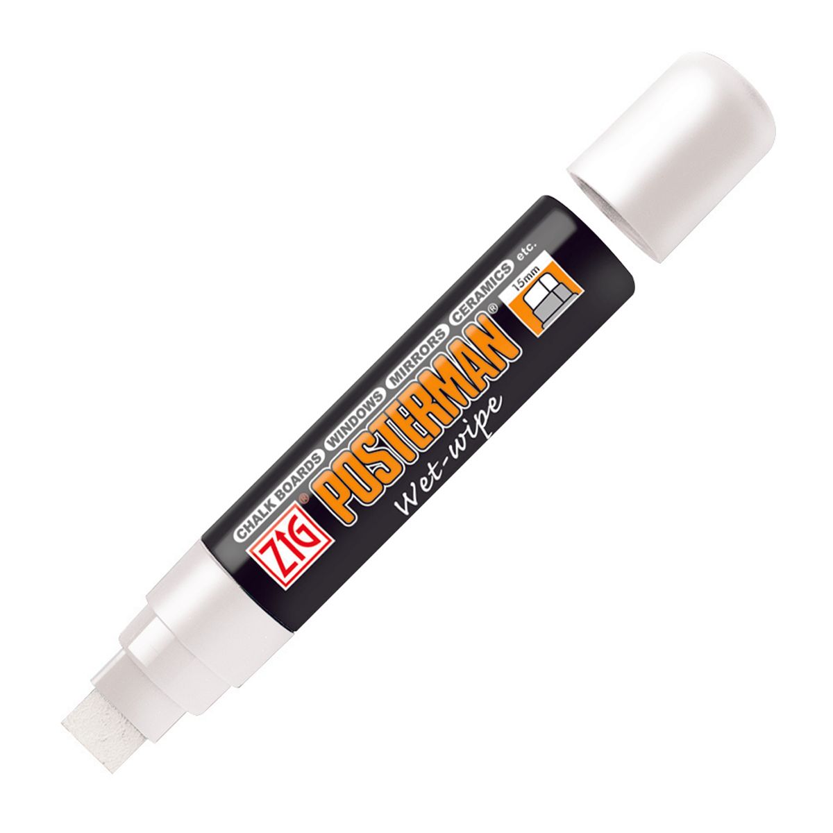 Marker ZIG Posterman wet-wipe 15mm hvid