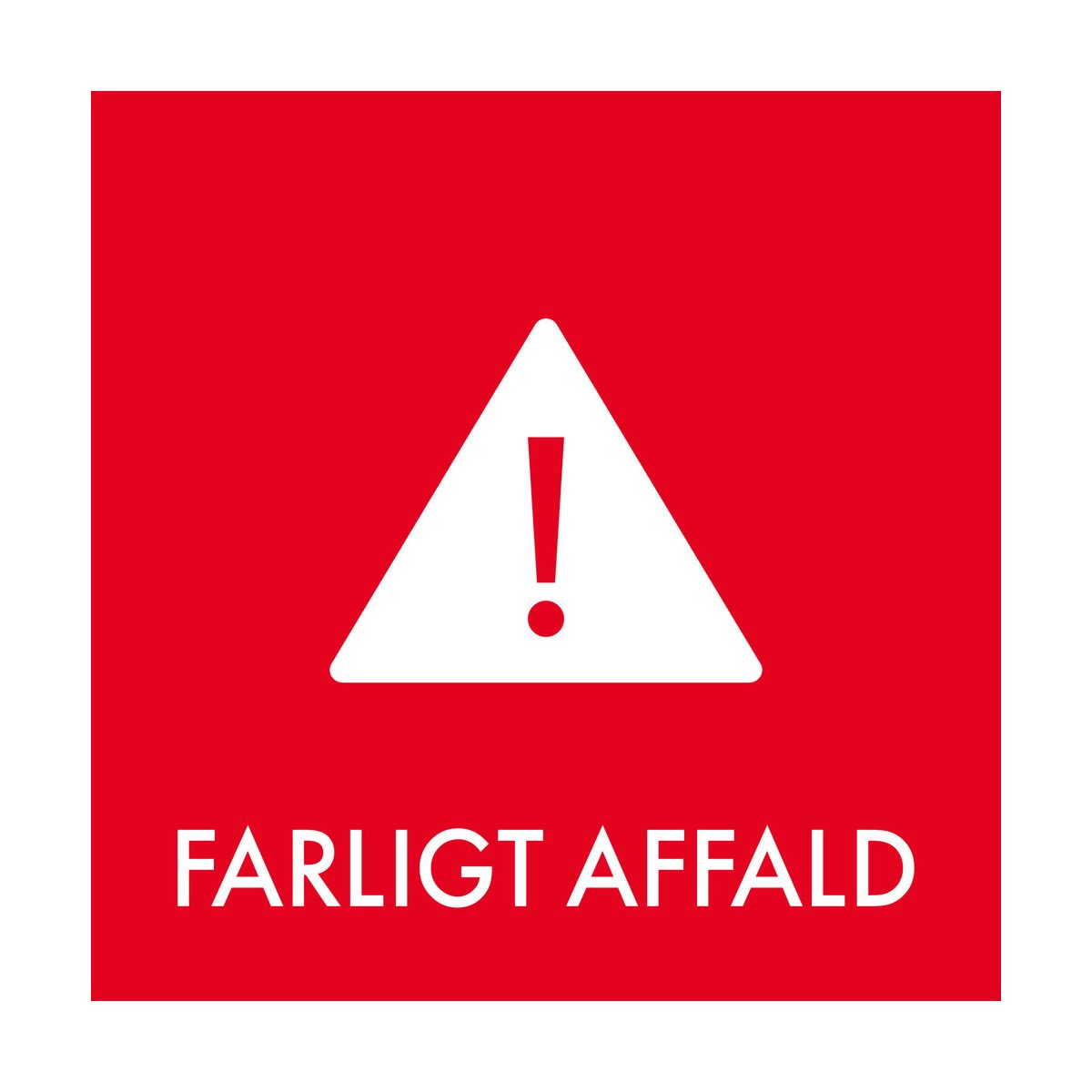 Piktogram til affaldssortering 6x6 cm , farligt affald, kvadratisk