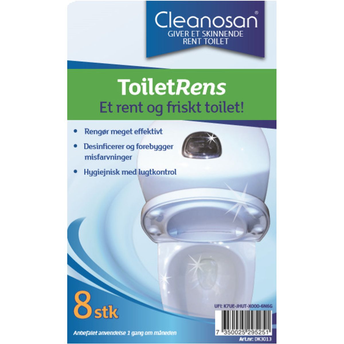 Cleanosan toiletrens tabs, 8 stk.