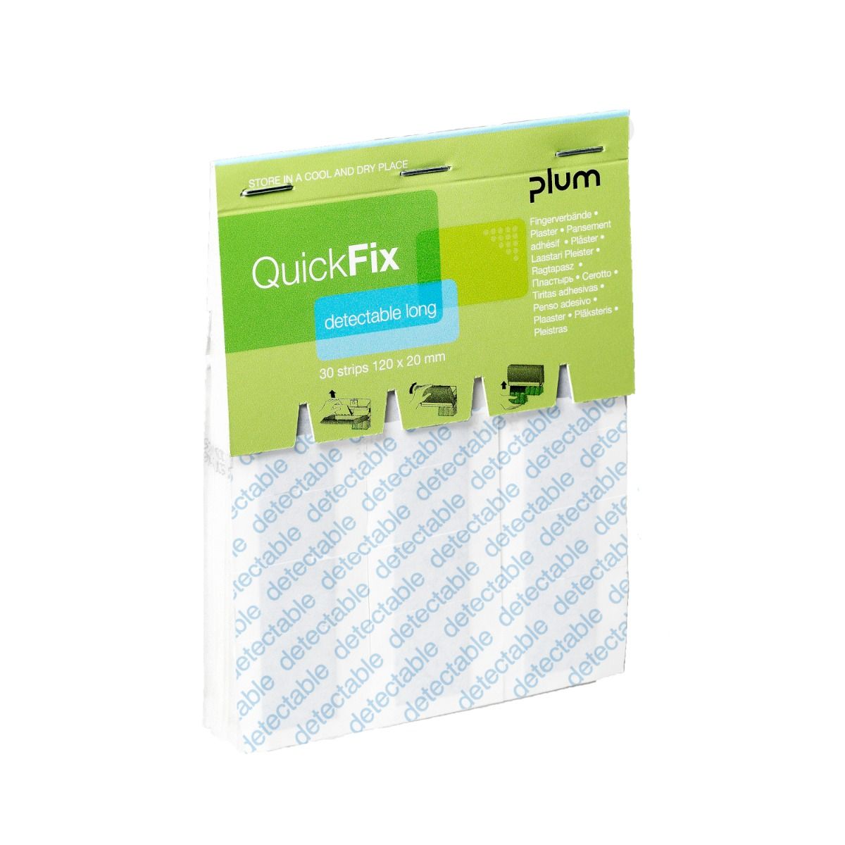 Restparti: Plum Quickfix lange sporbare plaster, blå, 6 stk.