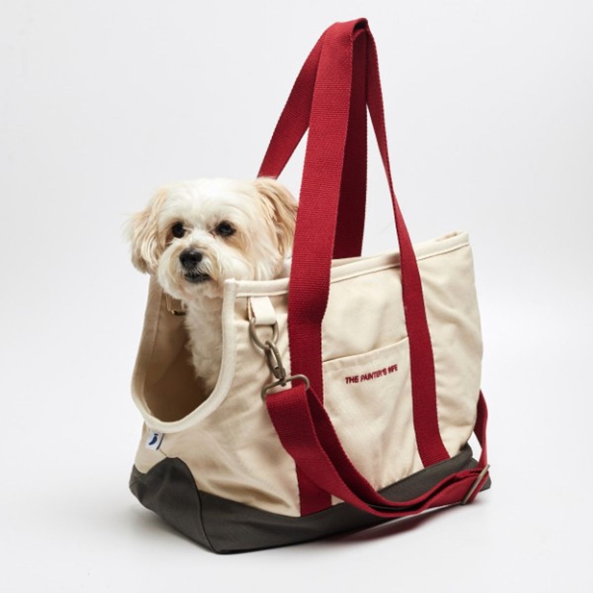 Constantin Bag // Farverig hundetaske med cross-body rem (rød/grå) - L