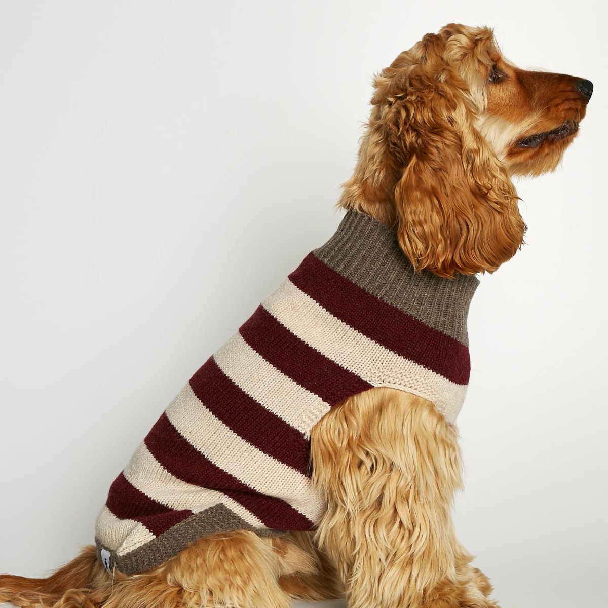 Annie Sweater // Hundesweater i merinould og cashmere (bordeaux/brun) - M