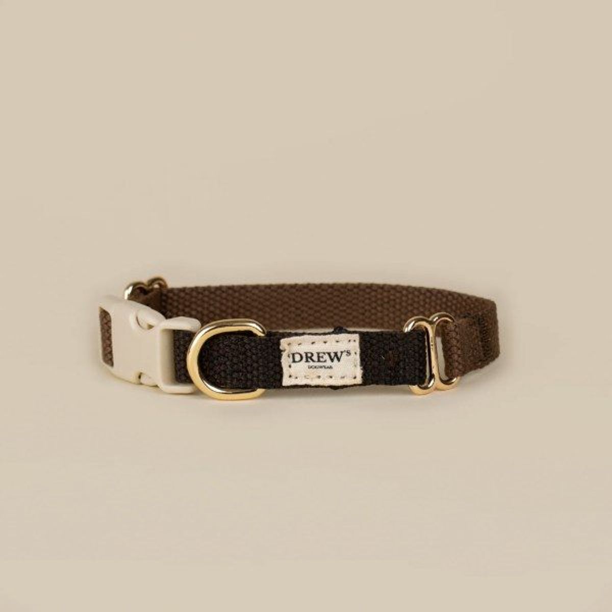 Drew's Dogwear Chocolate // Justerbart halsbånd (mørkebrun) - XS