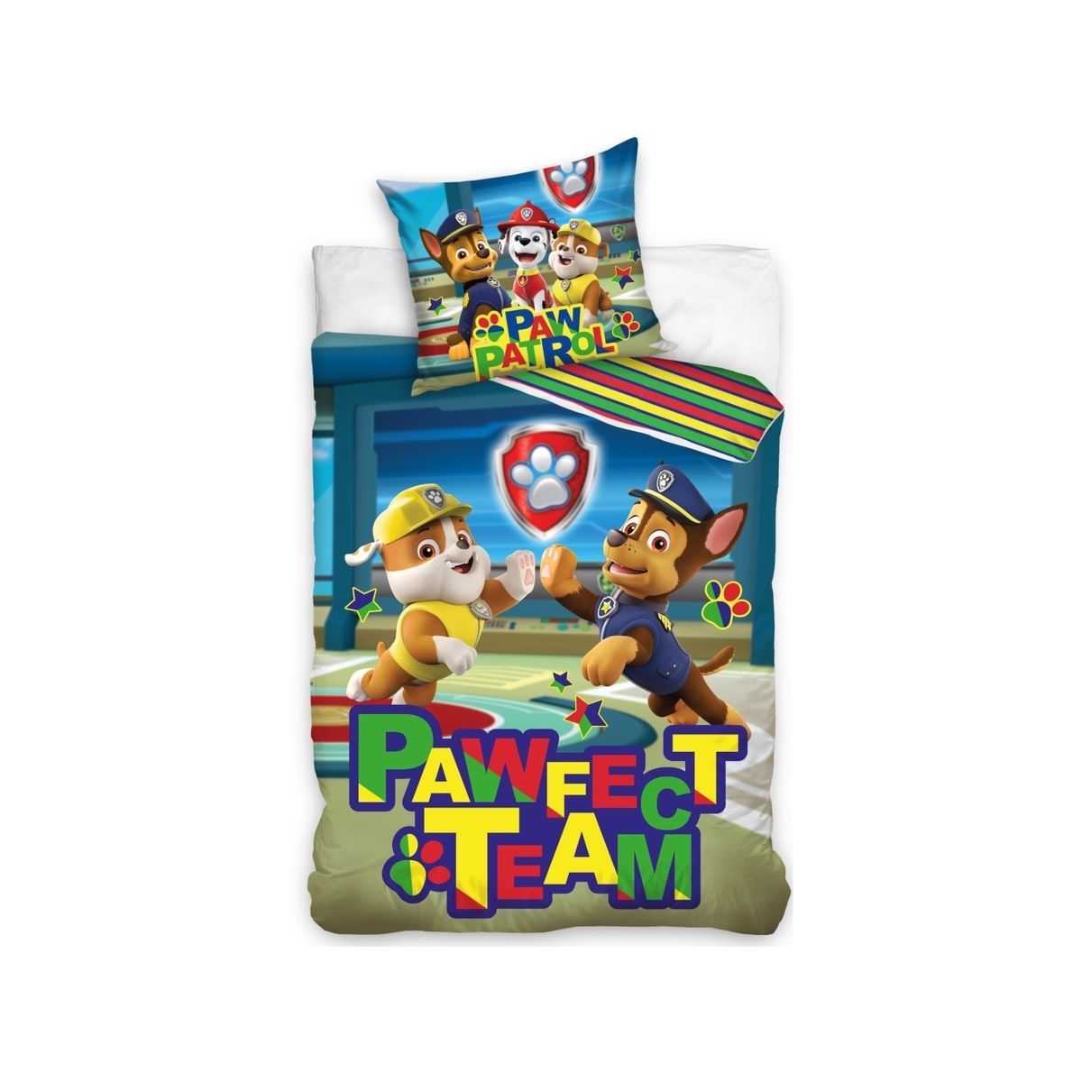 Paw Patrol ''Pawfect Team'' Sengetøj 140X200 Cm - 100 Procent Bomuld