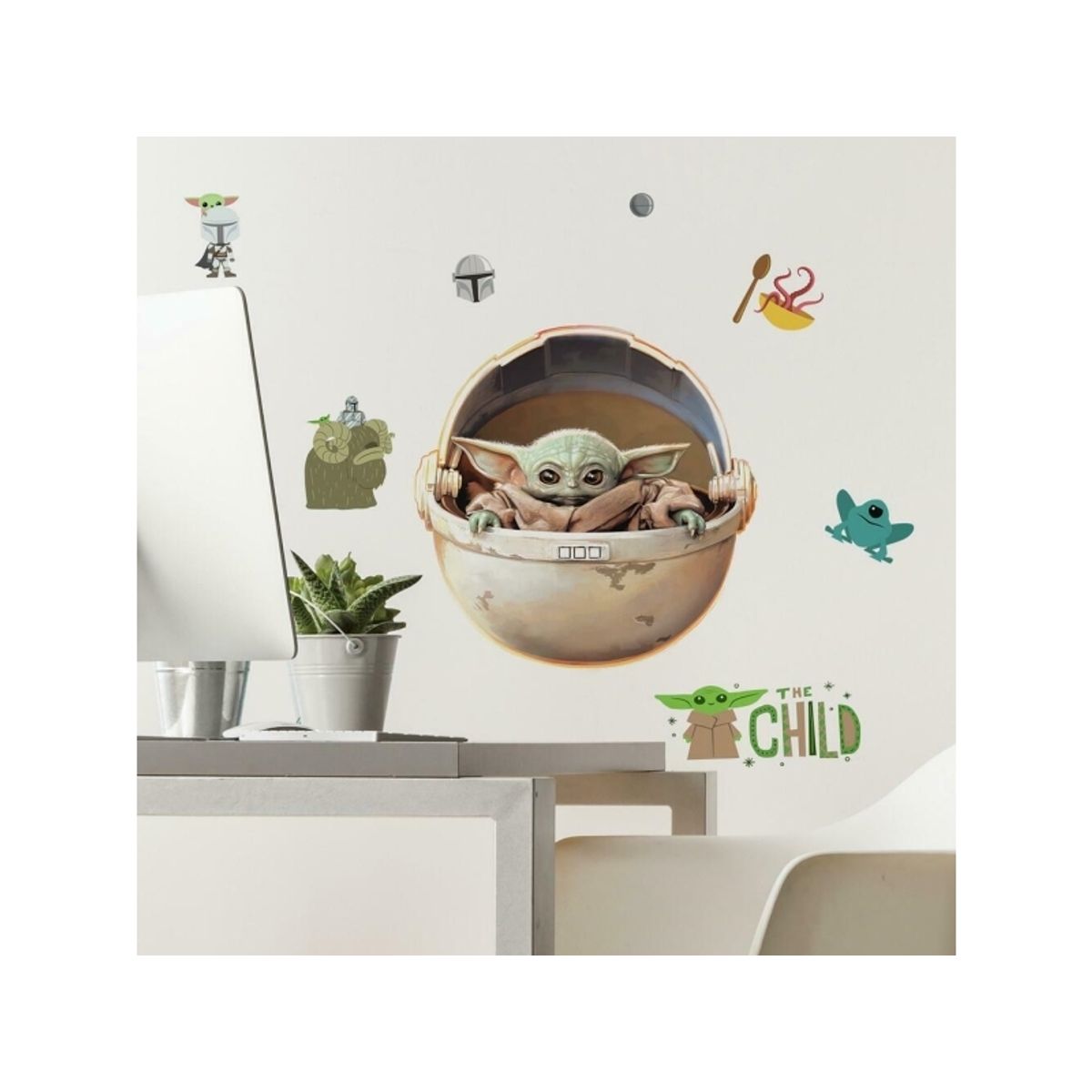 Star Wars Mandalorian - Painted Baby Yoda Wallstickers