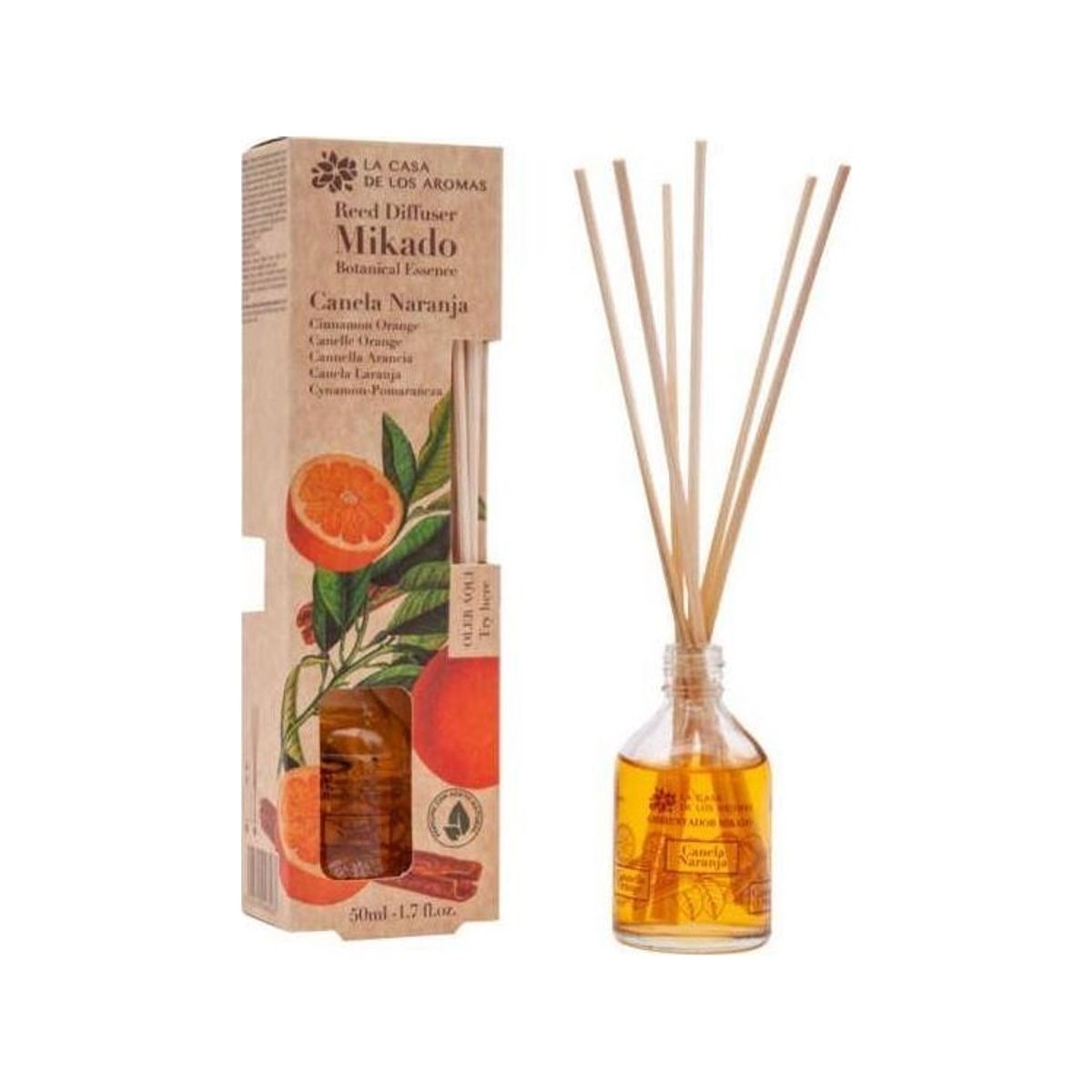 Flor De Mayo Flor De Mayo_Botanical Essence Aromatic Oil With Sticks Cinnamon With Orange 50Ml