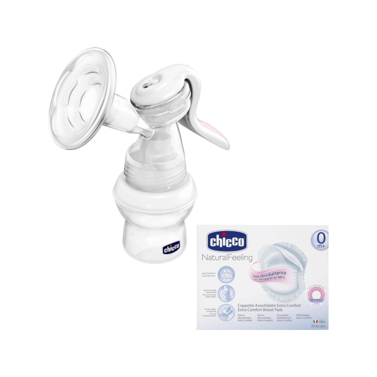 Chicco Naturalfeeling Manual Breast Pump 79890 + Breast Pads 60Pcs