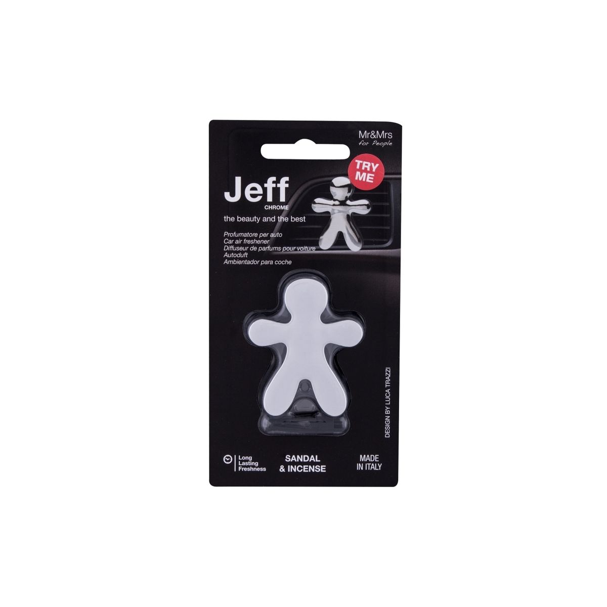 Mr & Mrs Jeff Scent For Car, Chrome Silver, Sandal And Incense