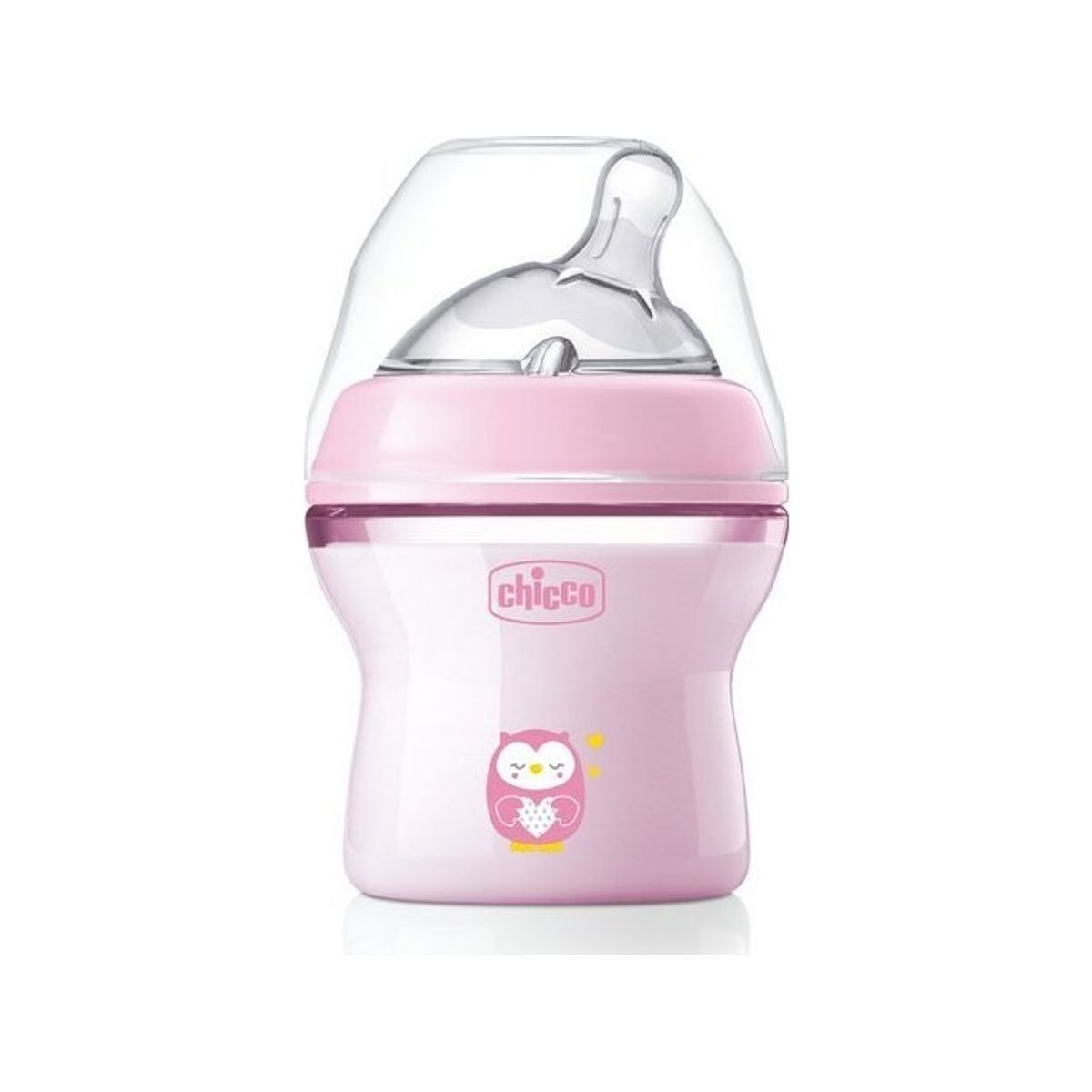 Chicco_Naturalfeeling Plastikflaske 150 Ml Med Silikone Sut Fri Gennemstrømning 0M+ Pink