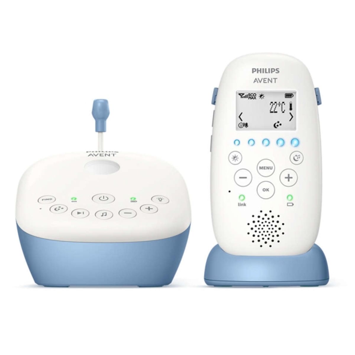 Philips Avent Scd735/52, Dect Babytelefon, 330 M, 330 M, Blå, Hvid, Batteri, Batteri