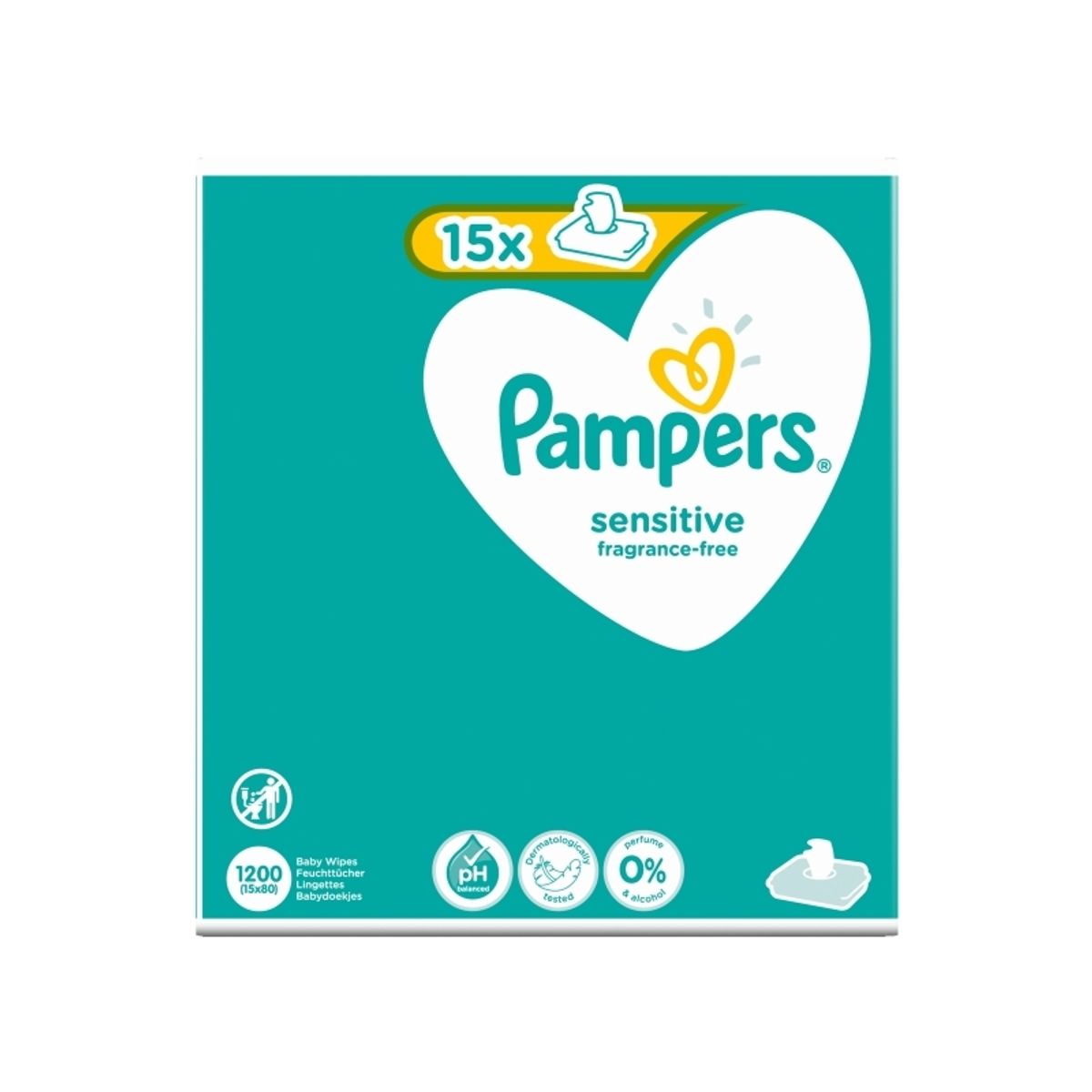 Pampers Sensitive 8001841063188, Vådservietter Til Baby, Dermatologisk Testet, Allergivenlig, Neutral Ph, Parfumefri