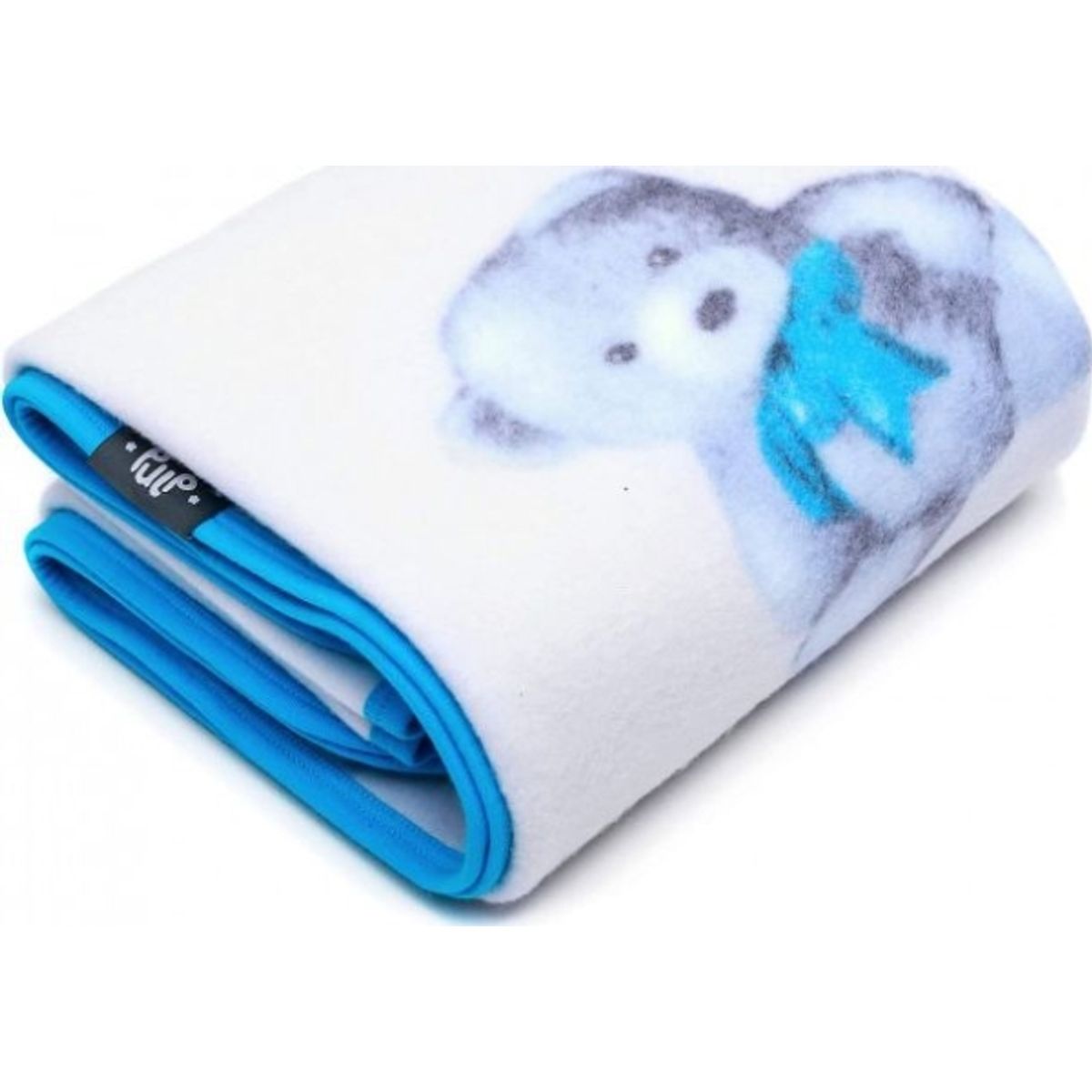 Pulp-Fleece Blue Blanket In Stars With Piping For Babies And Children 80Cmx90cm Teddy Bear