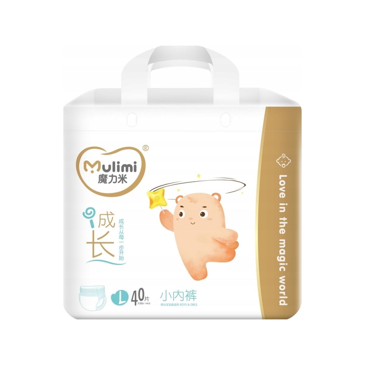 Mulimi Diapers-Pants Pull-Ups L, 9-14Kg, 40 Pcs