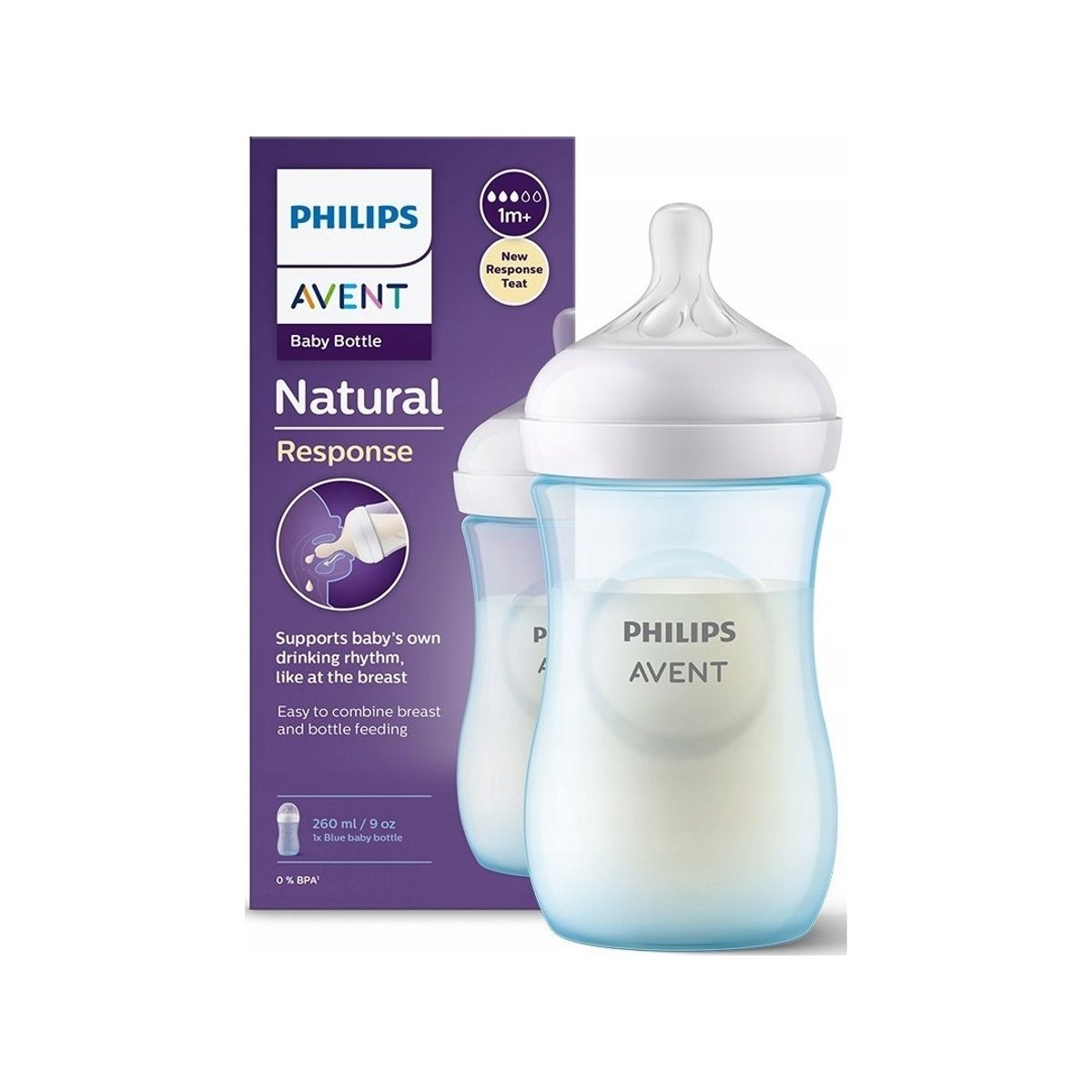 Avent Avent Scy903/21-Responsive Natural 260Ml Blott Blue