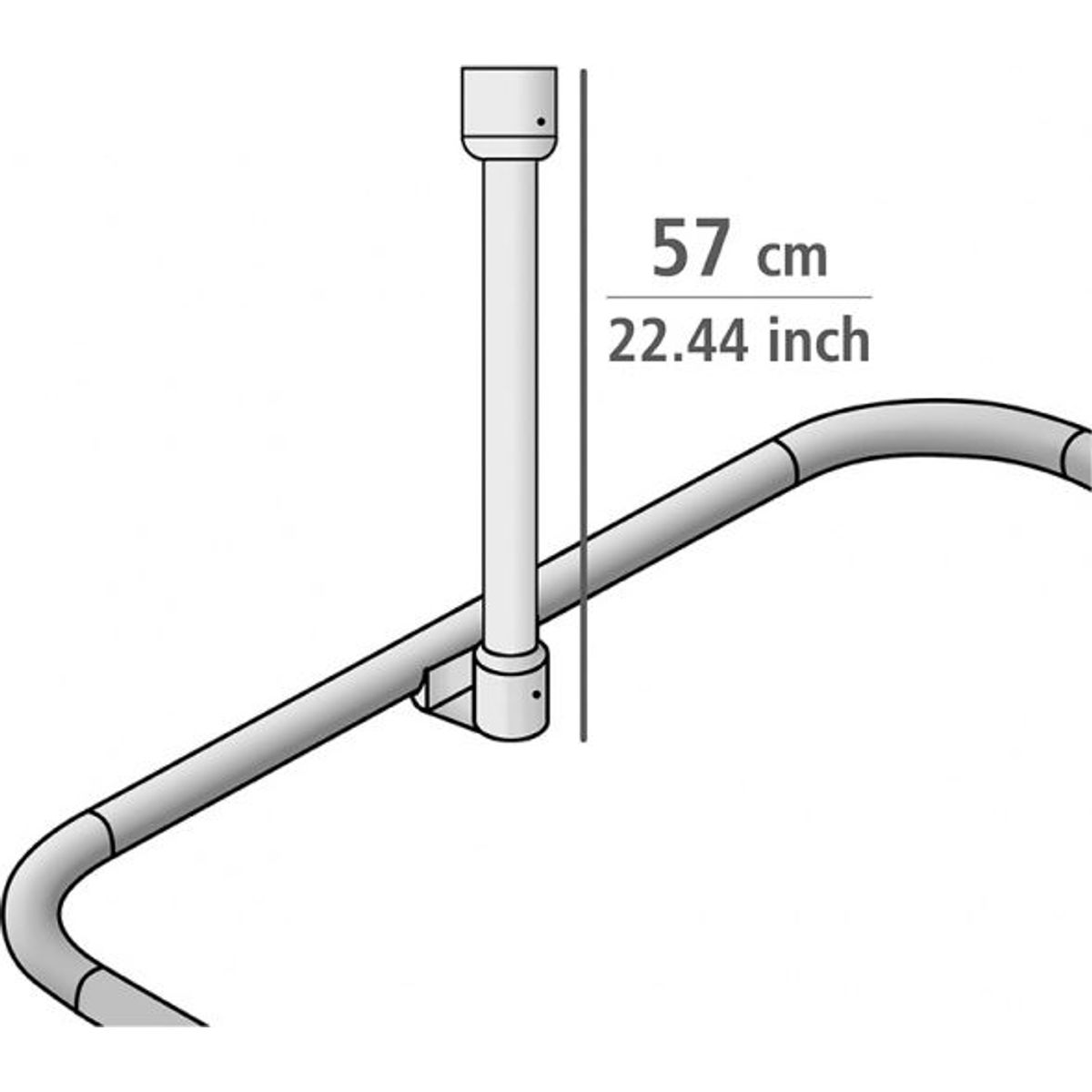 Wenko 19213100, Buet Gardinstang Til Badeforhæng, Hvid, Aluminium