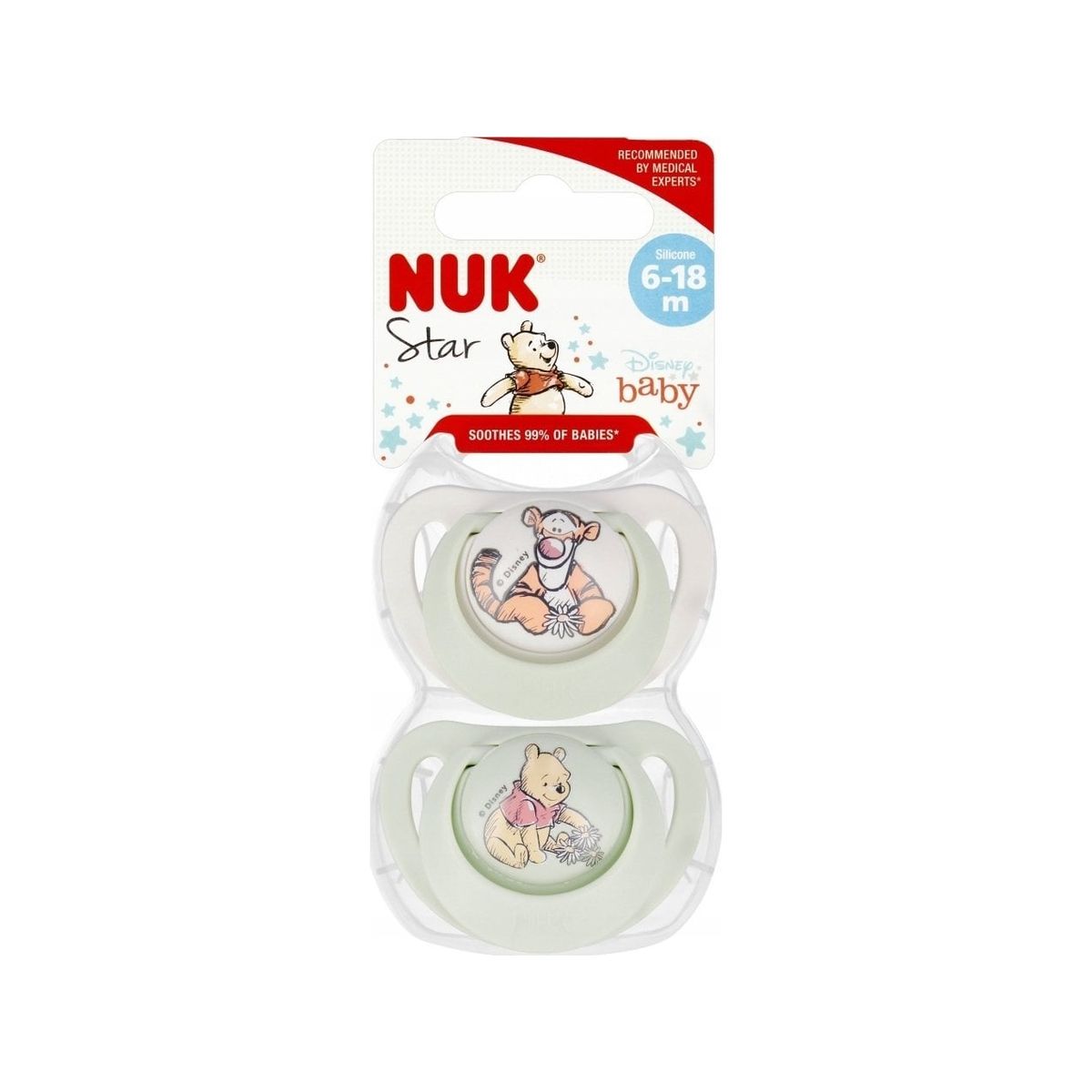 Nuk Silikonesut 6-18M Star Kubu/Tygry Op.2 Pcs 10736922