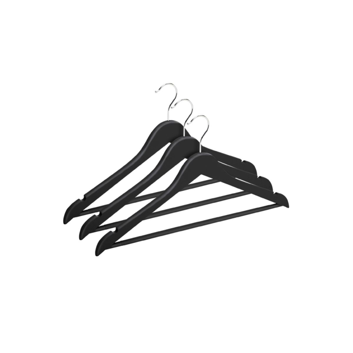 Domoletti Rubber Coated Hanger Lsr013c Black 3Pcs