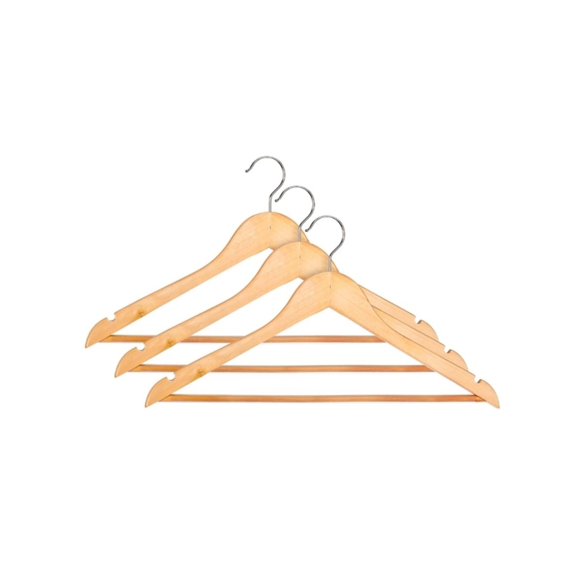 Domoletti Wooden Hanger Lsn001-B Natural 3 Pcs