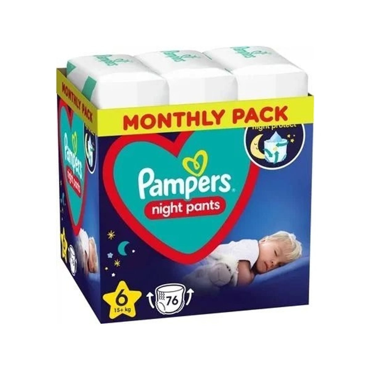 Pampers Natbleer-Bleer, Størrelse 6, 76 Bleer, 15+ Kg