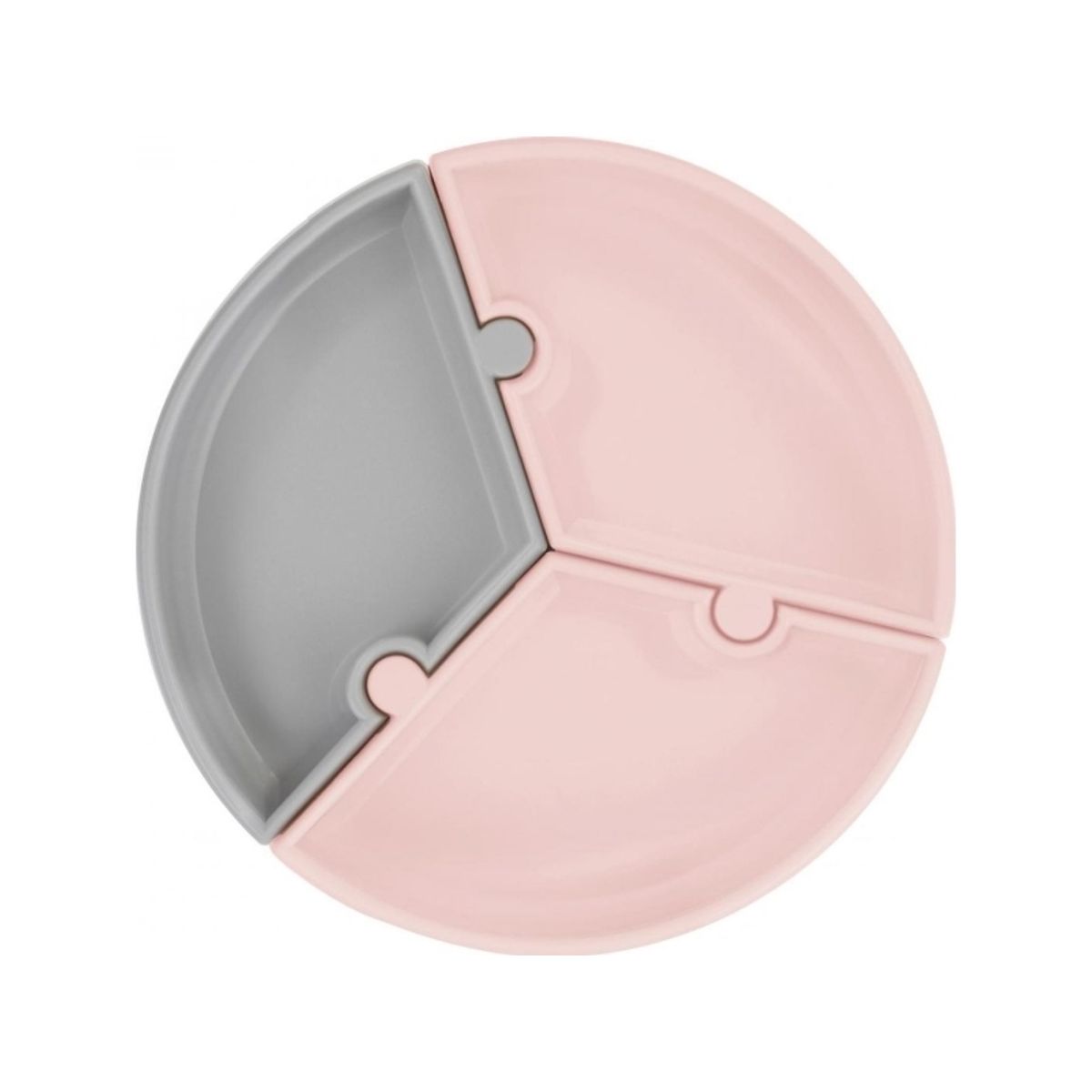 Minikoioi Minikoioi Stay-Put Suction Divided Plate Puzzle, Pinky Pink/Powder Grey, 101390002