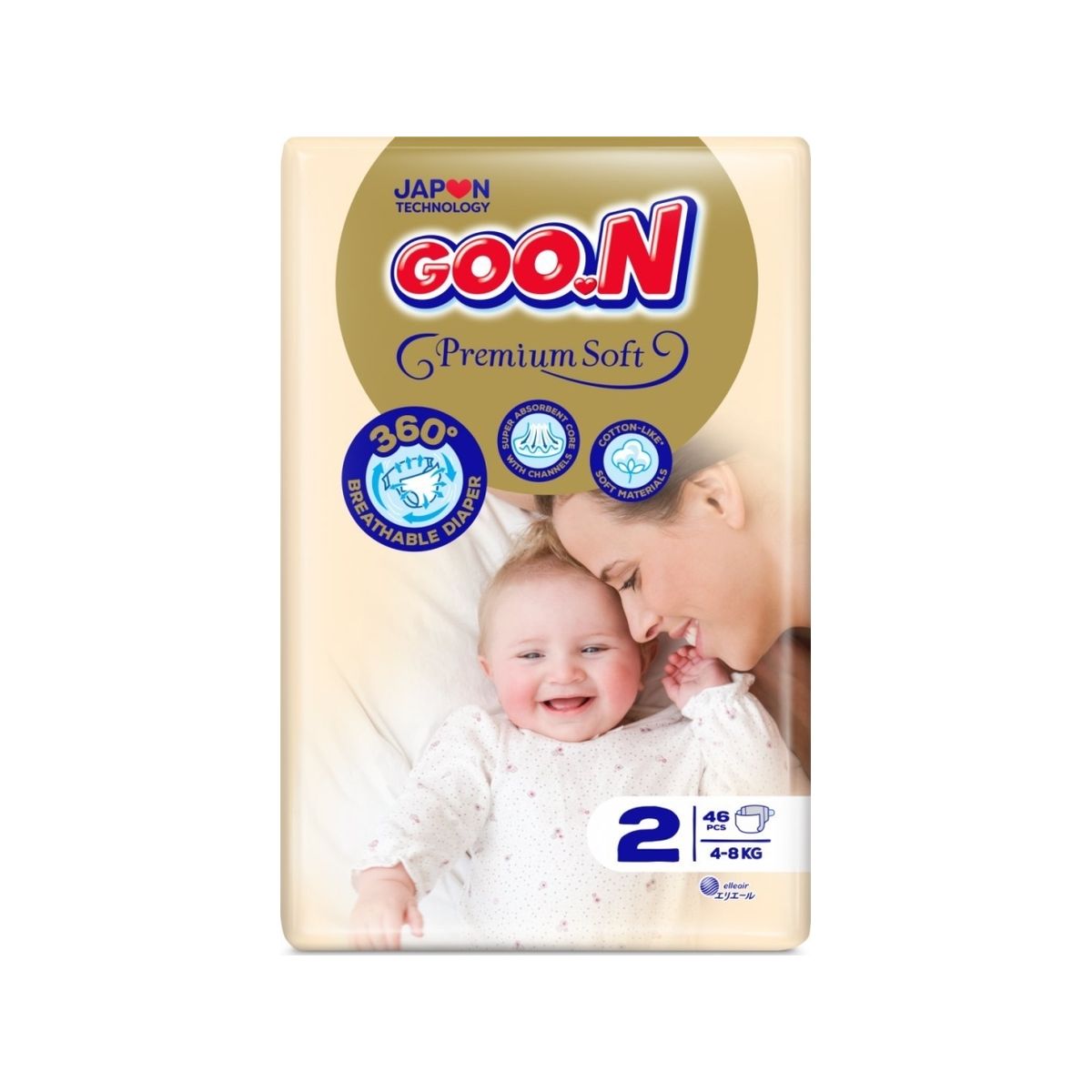 Go On Goo.N Premium Soft Diaper Tape _Size 2, 46 Pcs., 4-8 Kg