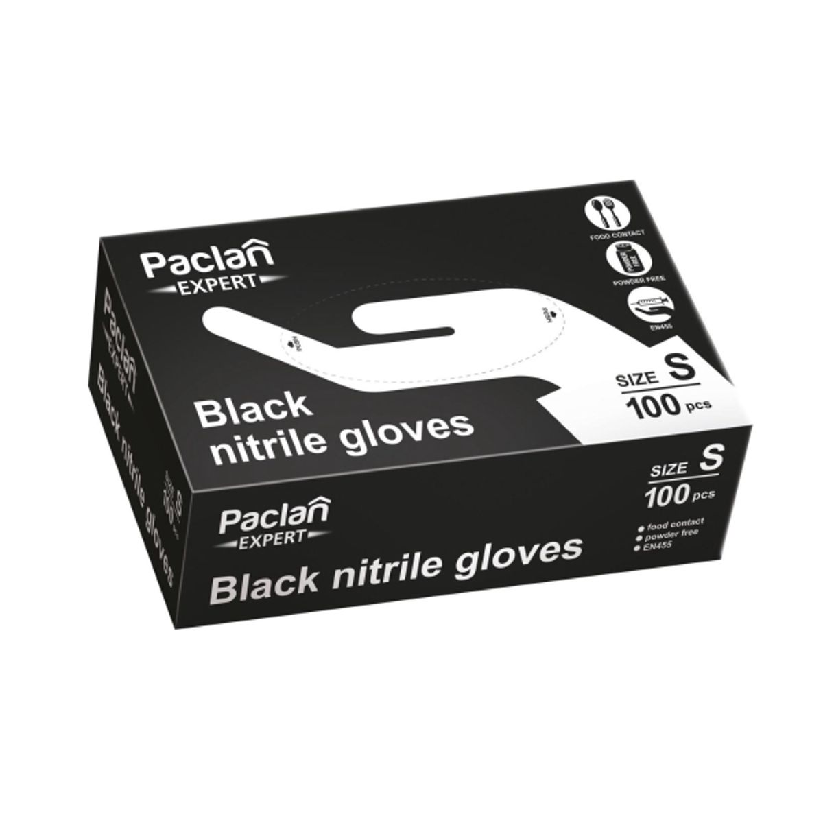 Paclan Exp Nitrile Gloves Black 100Pcs Boxs