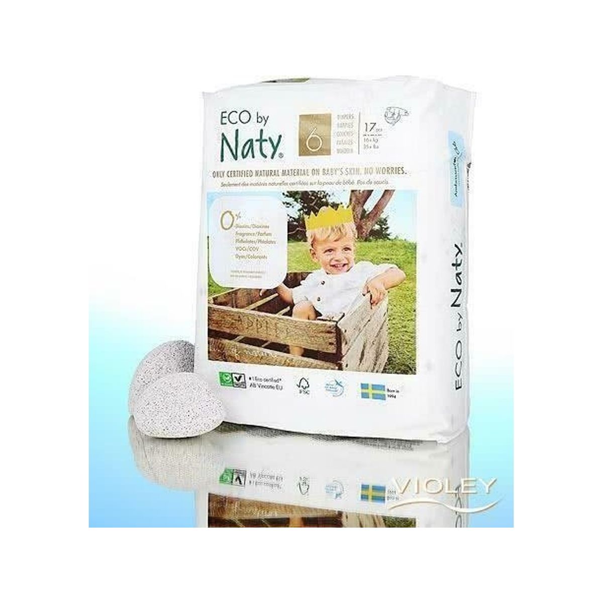 Eco By Naty Diapers 6 Extra Large Dydis, 17Pcs