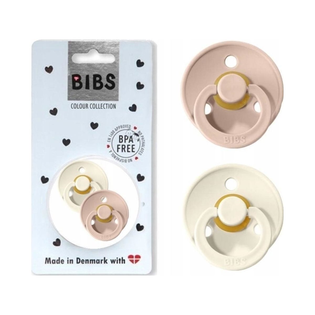 Hagesmække Bibs Colour 2-Pack Blush &Amp Ivory L Hevea Gummisut