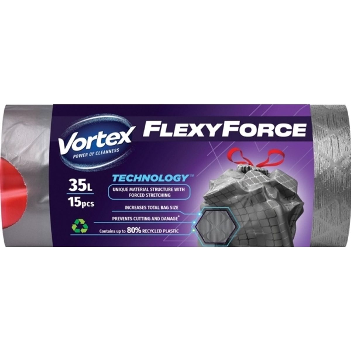 Vortex Garbage Bags With Drawstring 35L 15Pcs