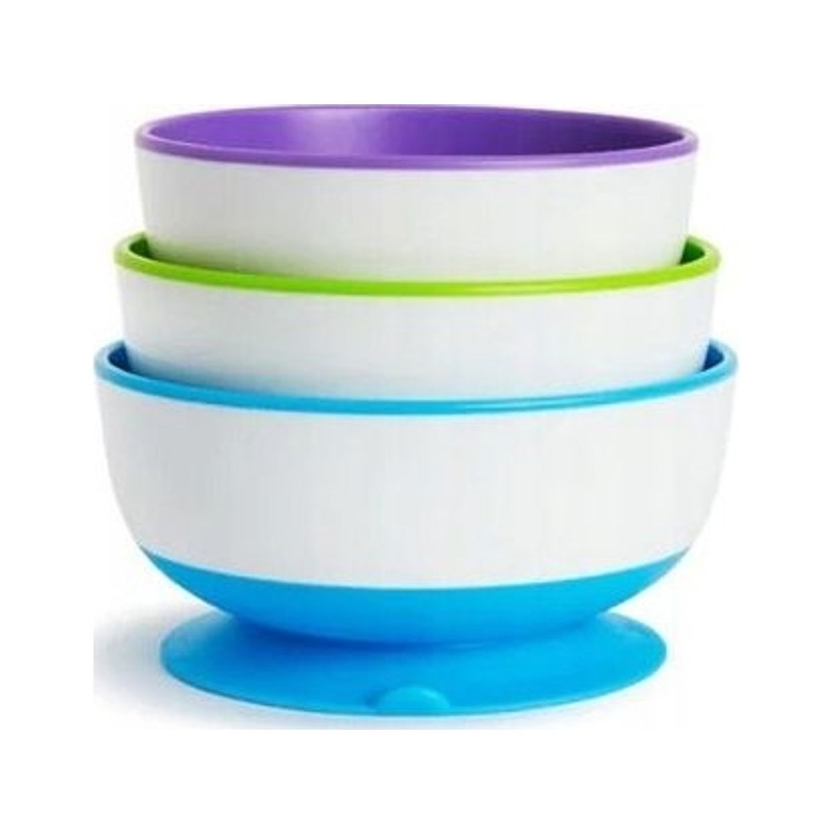 Munchkin Stay Put Suction Bowls, Blå, Grøn, Lilla, 6 Måned(Er), Plast