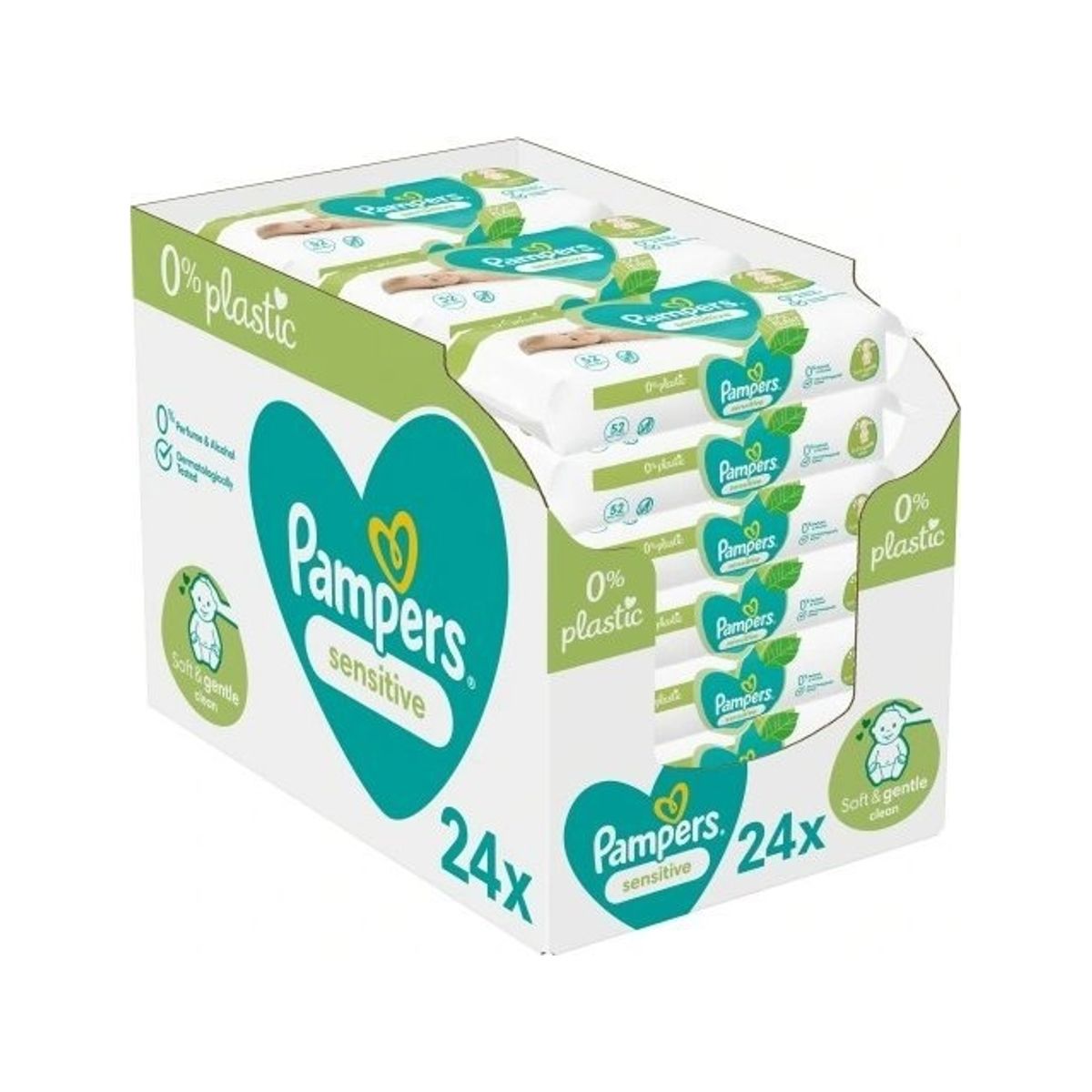 Pampers Pampers Sensitive Plastic Free Serveteles Kudikiams 24 Pakuotes, 1248 Serveteles