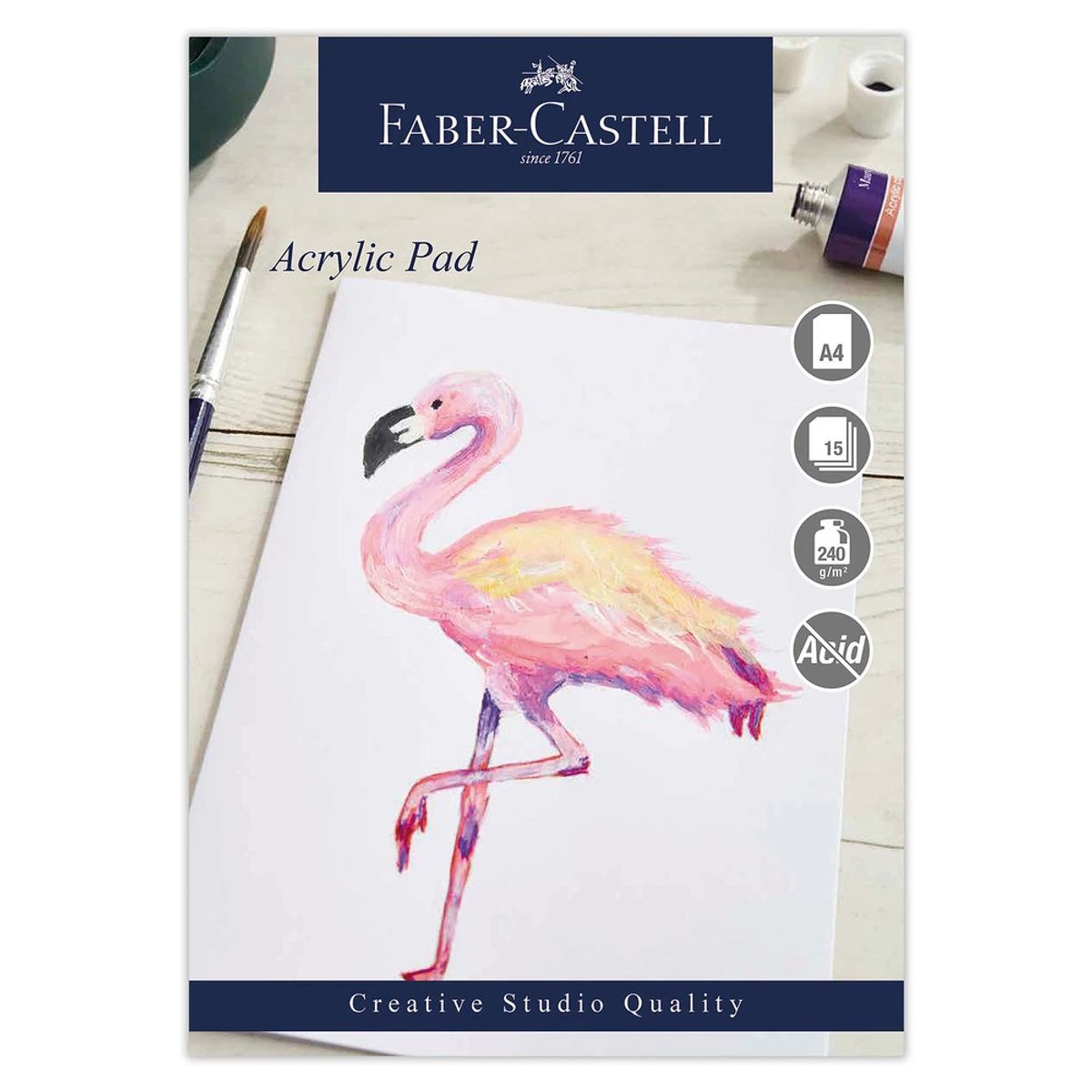 Blok akryl Faber-Castell A4 240g syrefri 15ark limet i top