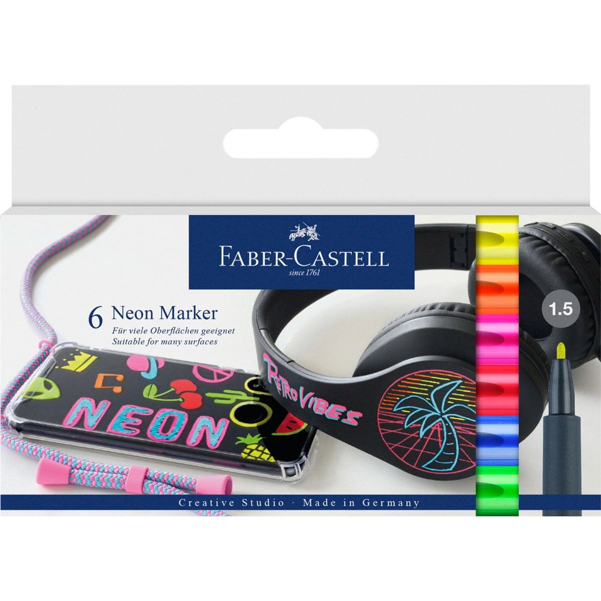 Marker neon Faber-Castell til sten glas plastik