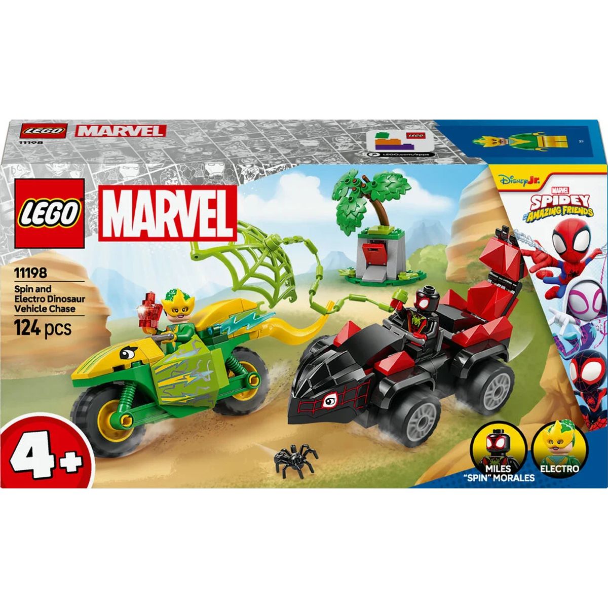 11198 LEGO Spidey Spin og Electros jagt i dinosaurkøretøjer