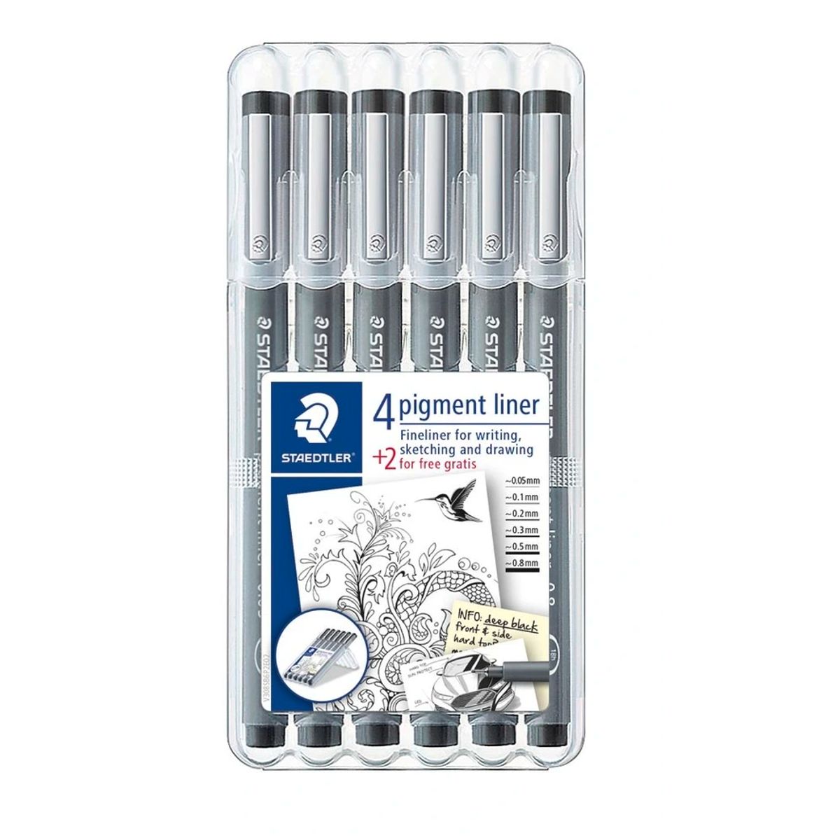 Pigmentliner Staedtler 4+2 ass/boks