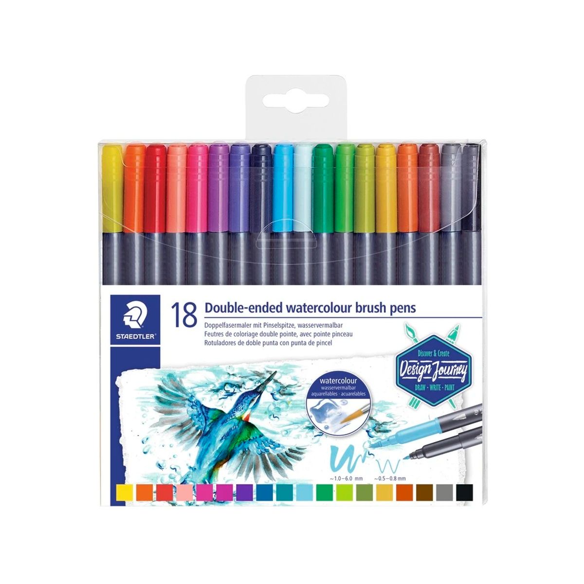 Akvarel Staedtler brush double penne 18 stk. watercolor