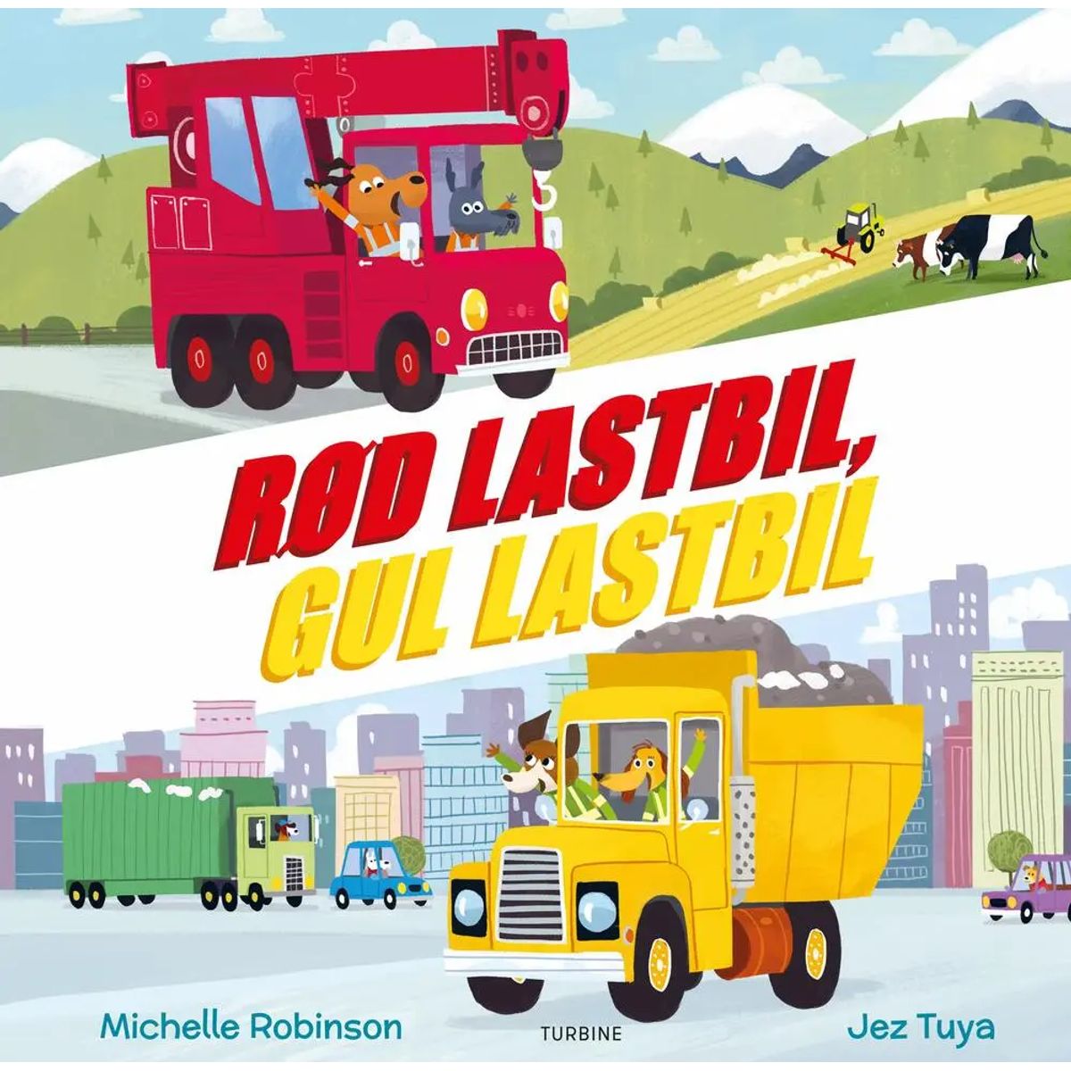 Rød lastbil, gul lastbil