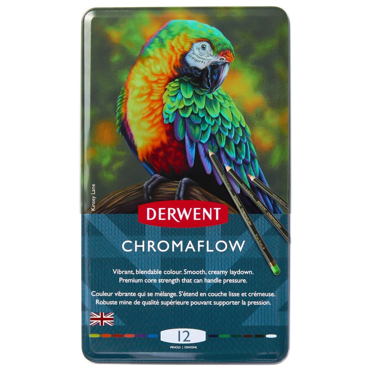 Farveblyant Chromaflow Derwent tin 12 stk