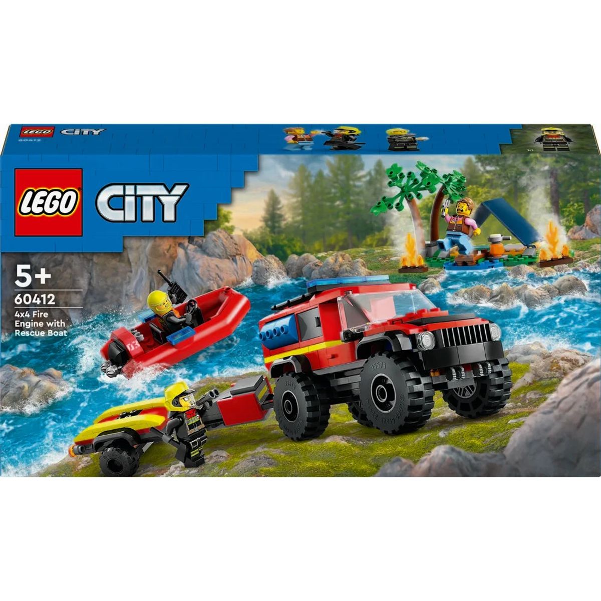 60412 LEGO City Fire Firhjulstrukket brandbil med redningsbåd