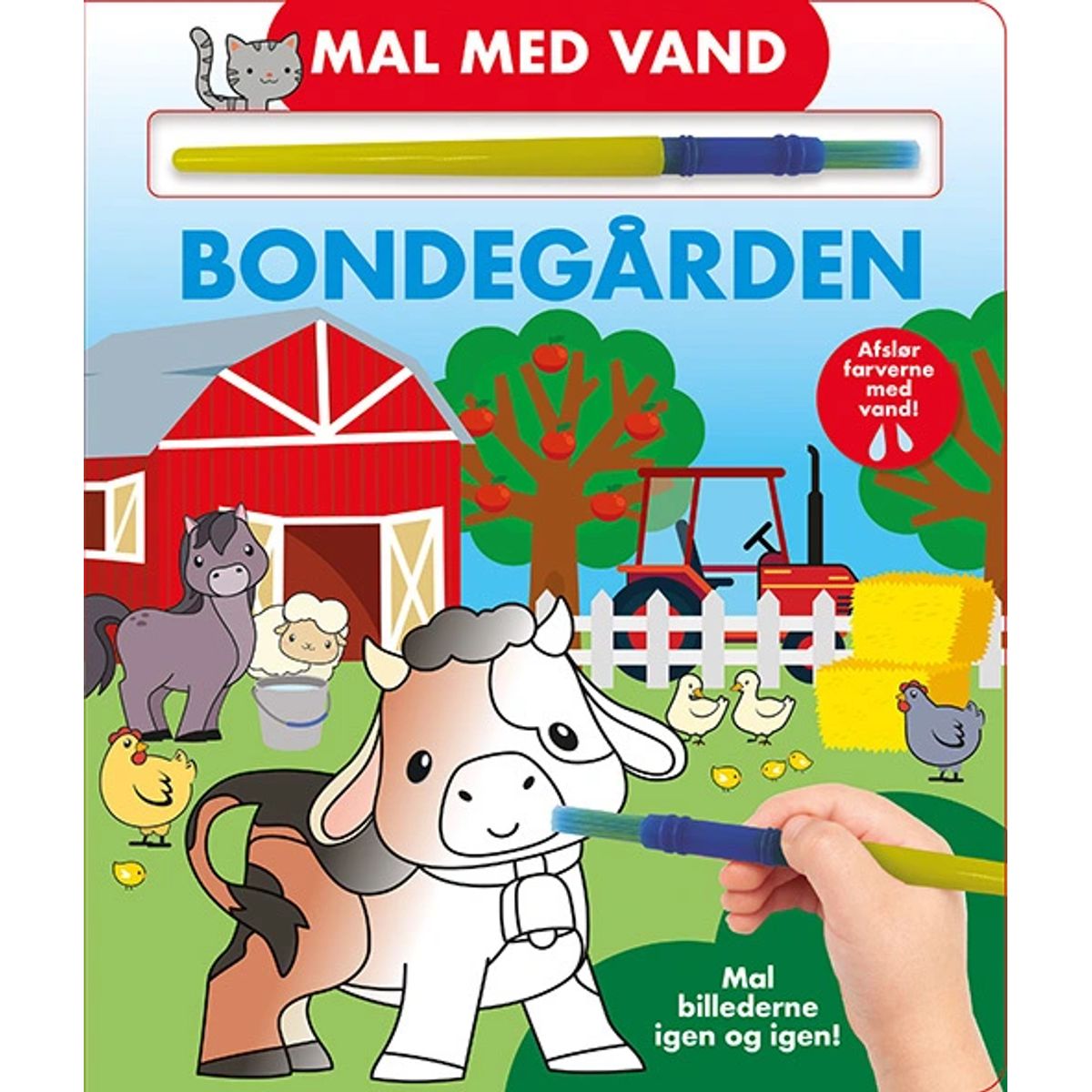 Mal med vand - Bondegården (papbog med pensel - farvelæg igen og igen)